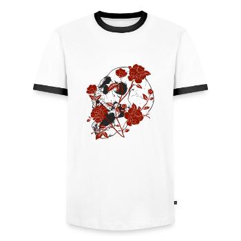 Flowers and Roses - T-shirt contrasté Homme - blanc/noir - Devant - AI Model Female 172 light (172cm) & AI Model Male 178 dark (178cm)