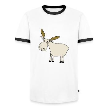 Elch - Männer Kontrast-T-Shirt - Weiß/Schwarz - Vorne - AI Model Female 172 light (172cm) & AI Model Male 178 dark (178cm)
