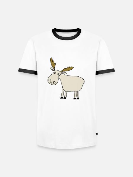 Elch - Männer Kontrast-T-Shirt - Weiß/Schwarz
