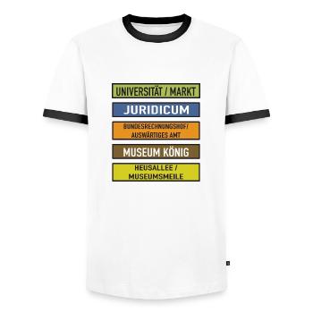 Bonn U Bahn Geschenk - Männer Kontrast-T-Shirt - Weiß/Schwarz - Vorne - AI Model Female 172 light (172cm) & AI Model Male 178 dark (178cm)