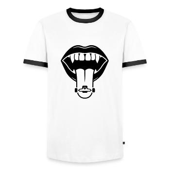 Skateboard Zunge - Männer Kontrast-T-Shirt - Weiß/Schwarz - Vorne - AI Model Female 172 light (172cm) & AI Model Male 178 dark (178cm)