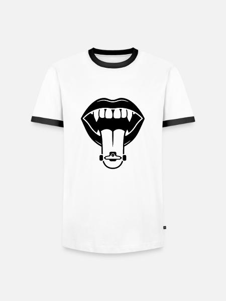 Skateboard Tongue - Men's Ringer Shirt - white/black