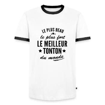 meilleur tonton au monde - T-shirt contrasté Homme - blanc/noir - Devant - AI Model Female 172 light (172cm) & AI Model Male 178 dark (178cm)
