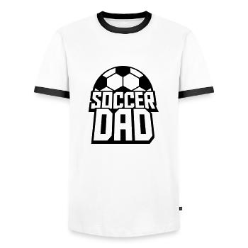 Champion Soccer Dad Logo - Männer Kontrast-T-Shirt - Weiß/Schwarz - Vorne - AI Model Female 172 light (172cm) & AI Model Male 178 dark (178cm)