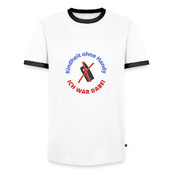 Kindheit ohne Handy 2 - Männer Kontrast-T-Shirt - Weiß/Schwarz - Vorne - AI Model Female 172 light (172cm) & AI Model Male 178 dark (178cm)