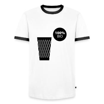 Ribbed 100% BIO #Frankfurt #069 #Ebbelwoi #FFM - Men's Ringer Shirt - white/black - Front - AI Model Female 172 light (172cm) & AI Model Male 178 dark (178cm)