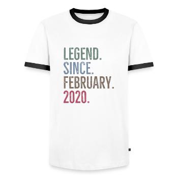 Legend Since February 2020 - Men's Ringer Shirt - white/black - Front - AI Model Female 172 light (172cm) & AI Model Male 178 dark (178cm)