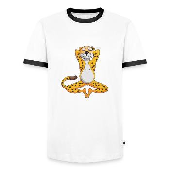 Gepard Ausruhen und Chillen Geschenkidee - Männer Kontrast-T-Shirt - Weiß/Schwarz - Vorne - AI Model Female 172 light (172cm) & AI Model Male 178 dark (178cm)