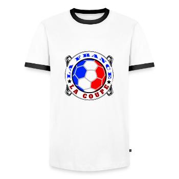 La France la coupe - T-shirt contrasté Homme - blanc/noir - Devant - AI Model Female 172 light (172cm) & AI Model Male 178 dark (178cm)