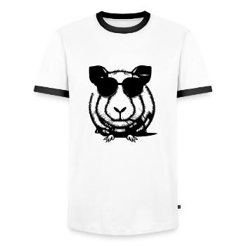 Guinea pig cool sunglasses funny vector 2 - Men's Ringer Shirt - white/black - Front - AI Model Female 172 light (172cm) & AI Model Male 178 dark (178cm)