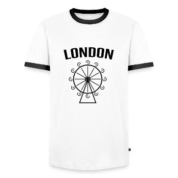 London - Men's Ringer Shirt - white/black - Front - AI Model Female 172 light (172cm) & AI Model Male 178 dark (178cm)