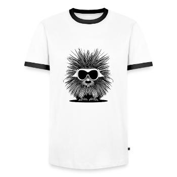 Porcupine Lunettes de soleil Mignons animaux Nature animale 6 - T-shirt contrasté Homme - blanc/noir - Devant - AI Model Female 172 light (172cm) & AI Model Male 178 dark (178cm)