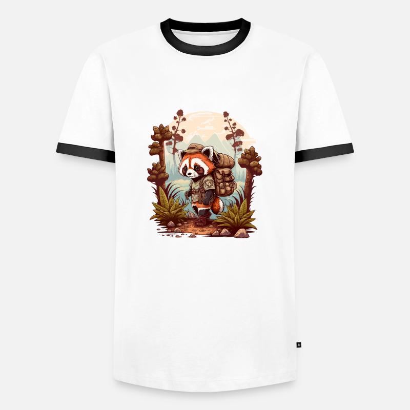 red panda migrates - Men's Ringer Shirt - white/black