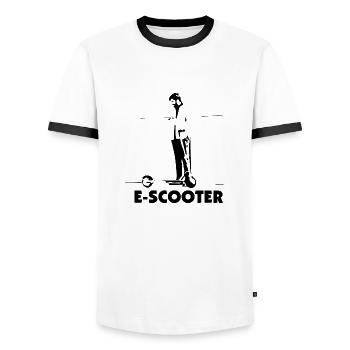E-Scooter E-Roller Scooter - T-shirt contrasté Homme - blanc/noir - Devant - AI Model Female 172 light (172cm) & AI Model Male 178 dark (178cm)