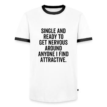 célibataire et prêt à devenir nerveux avec n’importe qui - T-shirt contrasté Homme - blanc/noir - Devant - AI Model Female 172 light (172cm) & AI Model Male 178 dark (178cm)