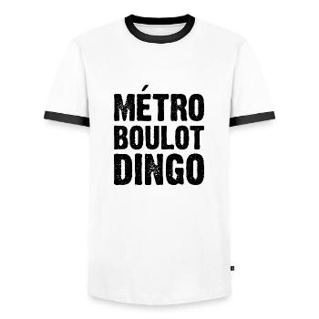 Métro Boulot Dingo - T-shirt contrasté Homme - blanc/noir - Devant - AI Model Female 172 light (172cm) & AI Model Male 178 dark (178cm)