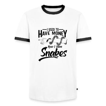 Snake owners Snake lovers Snakes - Men's Ringer Shirt - white/black - Front - AI Model Female 172 light (172cm) & AI Model Male 178 dark (178cm)