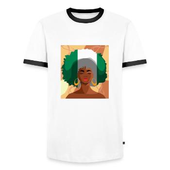 Nigeria Nigerian Africa Flag Pride I Gift - Men's Ringer Shirt - white/black - Front - AI Model Female 172 light (172cm) & AI Model Male 178 dark (178cm)