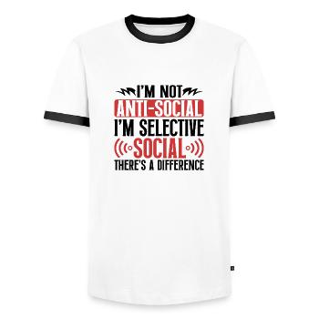 Introvertiert Schüchtern Antisozial - Männer Kontrast-T-Shirt - Weiß/Schwarz - Vorne - AI Model Female 172 light (172cm) & AI Model Male 178 dark (178cm)