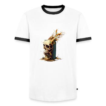 Bière Skull - T-shirt contrasté Homme - blanc/noir - Devant - AI Model Female 172 light (172cm) & AI Model Male 178 dark (178cm)