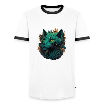 Panter Panter Vintage Gaming - Männer Kontrast-T-Shirt - Weiß/Schwarz - Vorne - AI Model Female 172 light (172cm) & AI Model Male 178 dark (178cm)