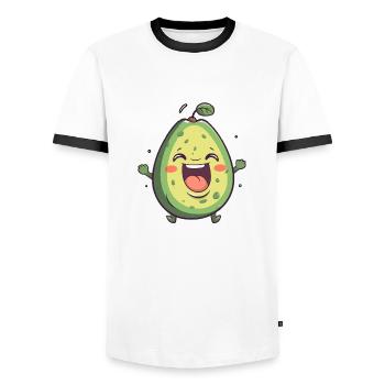 Avo Love - T-shirt contrasté Homme - blanc/noir - Devant - AI Model Female 172 light (172cm) & AI Model Male 178 dark (178cm)