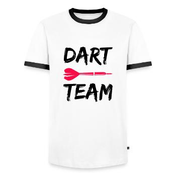 dart team - Männer Kontrast-T-Shirt - Weiß/Schwarz - Vorne - AI Model Female 172 light (172cm) & AI Model Male 178 dark (178cm)