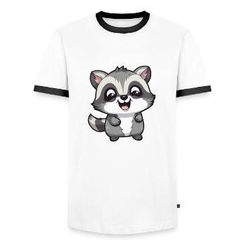 Mignon raton laveur animal drôle forêt enfant bébé garçon - T-shirt contrasté Homme - blanc/noir - Devant - AI Model Female 172 light (172cm) & AI Model Male 178 dark (178cm)