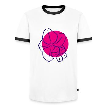 Flower Flower Plant - Men's Ringer Shirt - white/black - Front - AI Model Female 172 light (172cm) & AI Model Male 178 dark (178cm)