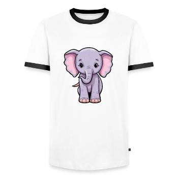 Baby Elefant Kawaii - Männer Kontrast-T-Shirt - Weiß/Schwarz - Vorne - AI Model Female 172 light (172cm) & AI Model Male 178 dark (178cm)