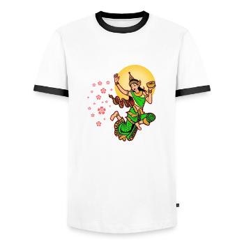 Cambodia Khmer New Year Choul Chnam I Gift - Men's Ringer Shirt - white/black - Front - AI Model Female 172 light (172cm) & AI Model Male 178 dark (178cm)