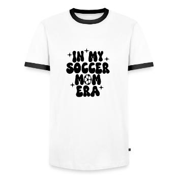 In meiner Soccer Mom-Ära - Männer Kontrast-T-Shirt - Weiß/Schwarz - Vorne - AI Model Female 172 light (172cm) & AI Model Male 178 dark (178cm)