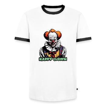 Clown d’horreur / Cirque / Drôle / Spectacle / Halloween - T-shirt contrasté Homme - blanc/noir - Devant - AI Model Female 172 light (172cm) & AI Model Male 178 dark (178cm)