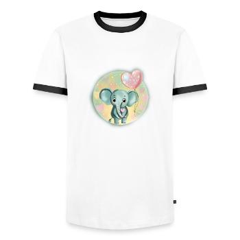 Süßes Elefantenbaby mit Luftballon - Geschenkidee - Männer Kontrast-T-Shirt - Weiß/Schwarz - Vorne - AI Model Female 172 light (172cm) & AI Model Male 178 dark (178cm)