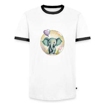 Baby Elefant mit Luftballon - Geschenkidee - Männer Kontrast-T-Shirt - Weiß/Schwarz - Vorne - AI Model Female 172 light (172cm) & AI Model Male 178 dark (178cm)