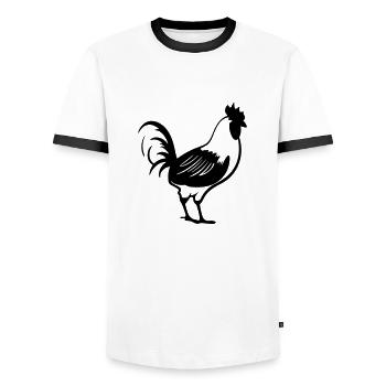 Poule - T-shirt contrasté Homme - blanc/noir - Devant - AI Model Female 172 light (172cm) & AI Model Male 178 dark (178cm)