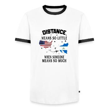 Distance Means So Little When Someone Means Much - Men's Ringer Shirt - white/black - Front - AI Model Female 172 light (172cm) & AI Model Male 178 dark (178cm)