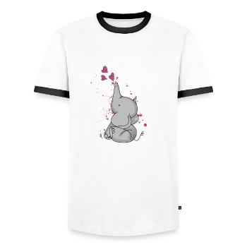 Sweet Little Elephant Of Love - Men's Ringer Shirt - white/black - Front - AI Model Female 172 light (172cm) & AI Model Male 178 dark (178cm)