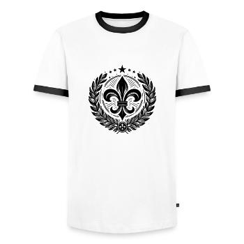 Fleur de lys - T-shirt contrasté Homme - blanc/noir - Devant - AI Model Female 172 light (172cm) & AI Model Male 178 dark (178cm)