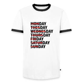 Every Day Day Day - Men's Ringer Shirt - white/black - Front - AI Model Female 172 light (172cm) & AI Model Male 178 dark (178cm)