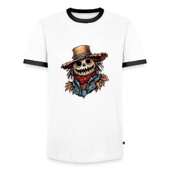 Scarecrow / Harvest Worker / Corn Field / Field - Men's Ringer Shirt - white/black - Front - AI Model Female 172 light (172cm) & AI Model Male 178 dark (178cm)