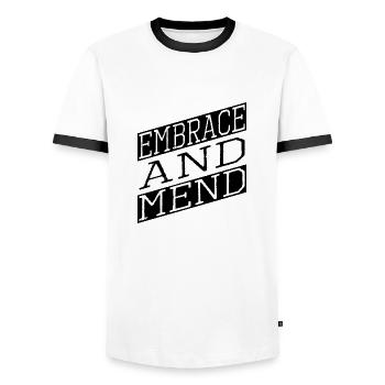 jokes healing power supportive relationships - Men's Ringer Shirt - white/black - Front - AI Model Female 172 light (172cm) & AI Model Male 178 dark (178cm)