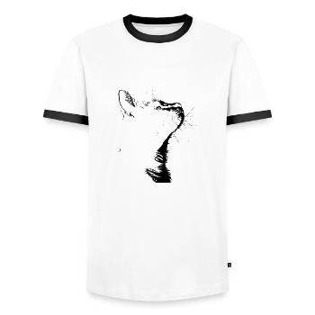 Katze, katzenmotiv, süße, geschenk, geschenkideen - Männer Kontrast-T-Shirt - Weiß/Schwarz - Vorne - AI Model Female 172 light (172cm) & AI Model Male 178 dark (178cm)