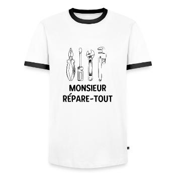 Monsieur répare tout bricoleur - T-shirt contrasté Homme - blanc/noir - Devant - AI Model Female 172 light (172cm) & AI Model Male 178 dark (178cm)