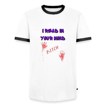 , je lis dans tes pensées - T-shirt contrasté Homme - blanc/noir - Devant - AI Model Female 172 light (172cm) & AI Model Male 178 dark (178cm)