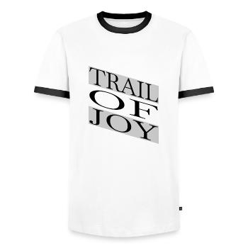 Vélo de descente Amateurs de VTT Cool - T-shirt contrasté Homme - blanc/noir - Devant - AI Model Female 172 light (172cm) & AI Model Male 178 dark (178cm)