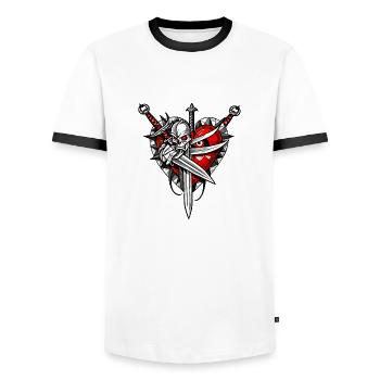 Cœur courageux - T-shirt contrasté Homme - blanc/noir - Devant - AI Model Female 172 light (172cm) & AI Model Male 178 dark (178cm)