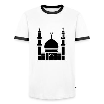 Mosquée - T-shirt contrasté Homme - blanc/noir - Devant - AI Model Female 172 light (172cm) & AI Model Male 178 dark (178cm)