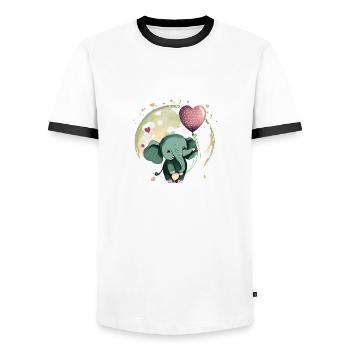 Cute baby elephant with balloon - gift idea - Men's Ringer Shirt - white/black - Front - AI Model Female 172 light (172cm) & AI Model Male 178 dark (178cm)