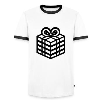 Kleine Geschenkbox - Männer Kontrast-T-Shirt - Weiß/Schwarz - Vorne - AI Model Female 172 light (172cm) & AI Model Male 178 dark (178cm)